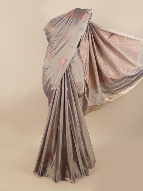 

Pothys Grey & Copper-Toned Woven Design Zari Silk Cotton Saree