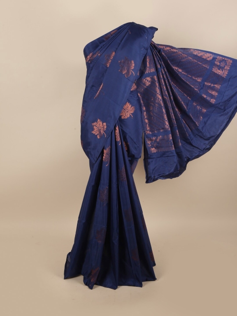 

Pothys Blue & Copper-Coloured Ethnic Motifs Zari Silk Cotton Saree