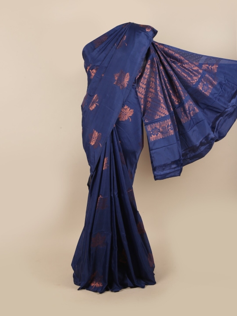 

Pothys Blue & Copper-Coloured Ethnic Motifs Zari Silk Cotton Saree