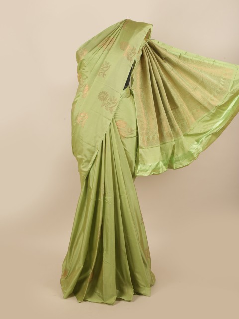 

Pothys Green & Copper-Toned Woven Design Zari Silk Cotton Saree