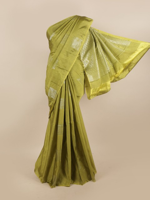 

Pothys Green & Silver-Coloured Ethnic Motifs Zari Silk Cotton Saree