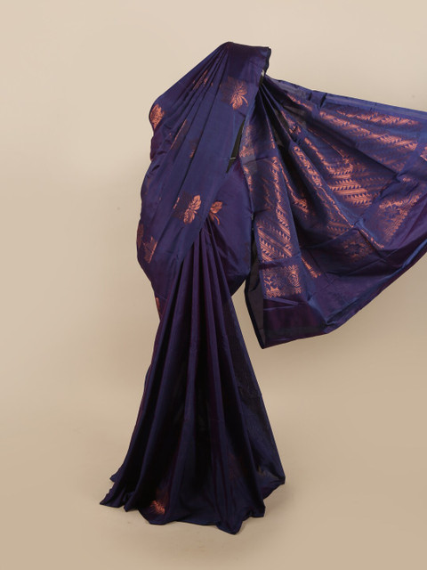 

Pothys Blue & Copper-Coloured Ethnic Motifs Zari Silk Cotton Saree