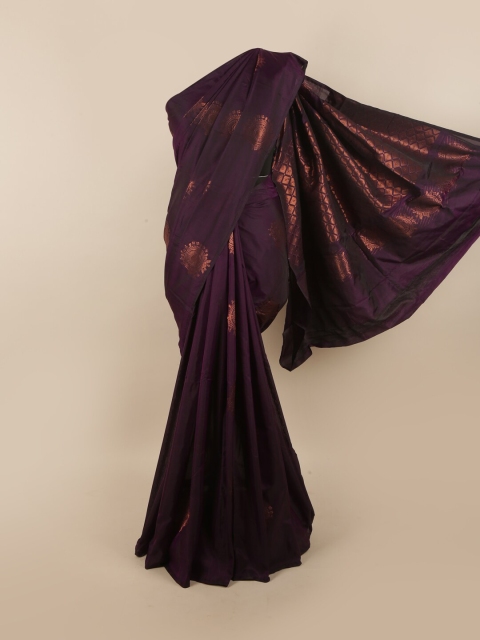 

Pothys Purple & Copper-Toned Woven Design Zari Silk Cotton Saree
