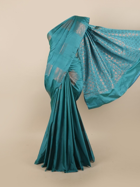 

Pothys Blue & Copper-Toned Ethnic Motifs Zari Silk Cotton Saree