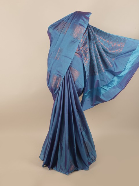 

Pothys Blue & Copper-Toned Ethnic Motifs Zari Silk Cotton Saree