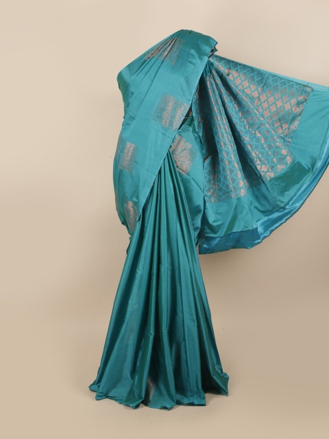 

Pothys Blue & Copper-Toned Ethnic Motifs Zari Silk Cotton Saree