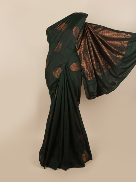 

Pothys Green & Copper-Toned Ethnic Motifs Silk Cotton Saree