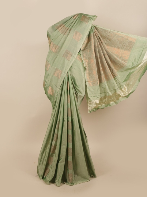 

Pothys Green & Copper-Toned Ethnic Motifs Zari Silk Cotton Saree