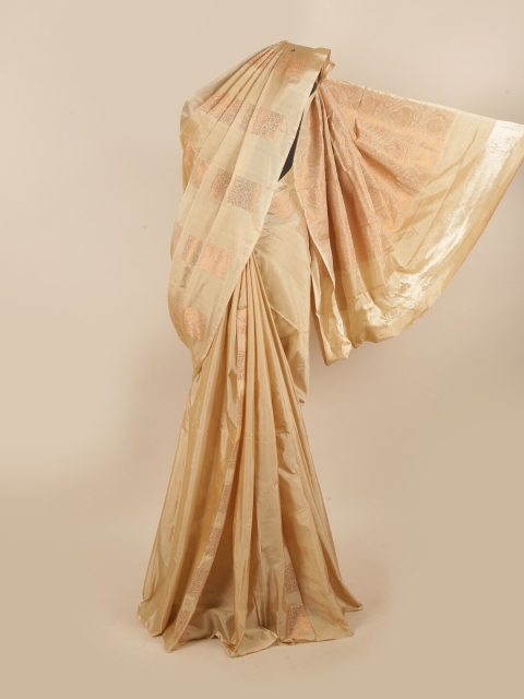 

Pothys Cream-Coloured & Copper-Toned Ethnic Motifs Silk Cotton Saree