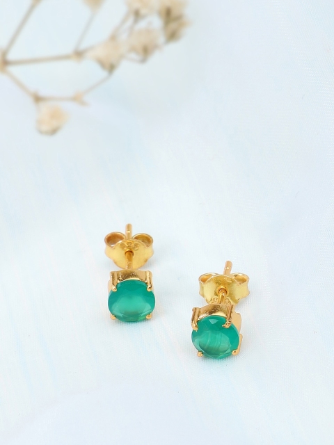 

Fabindia Gold-Toned & Green Spherical Studs Earrings