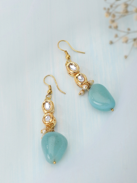 

Fabindia Gold-Toned & Blue Contemporary Drop Earrings
