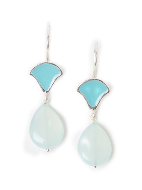 

Fabindia Silver-Toned & Blue Contemporary Drop Earrings