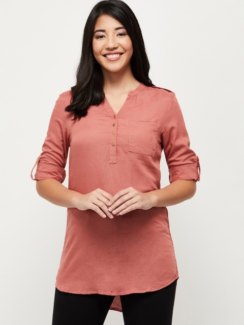 

max Rust Mandarin Collar Tunic