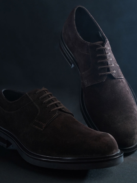 

RAPAWALK Men Brown Solid Leather Formal Derbys