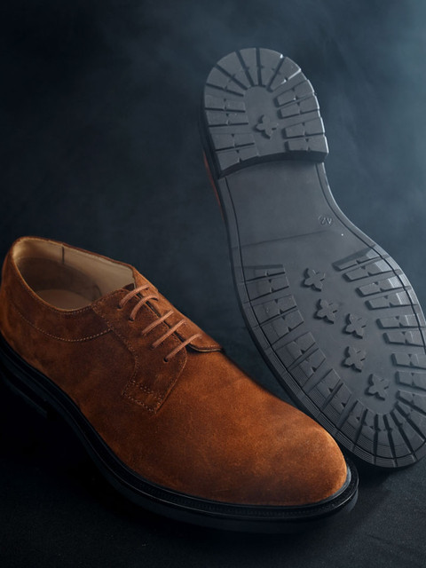 

RAPAWALK Brown Suede Leather Derby Shoes