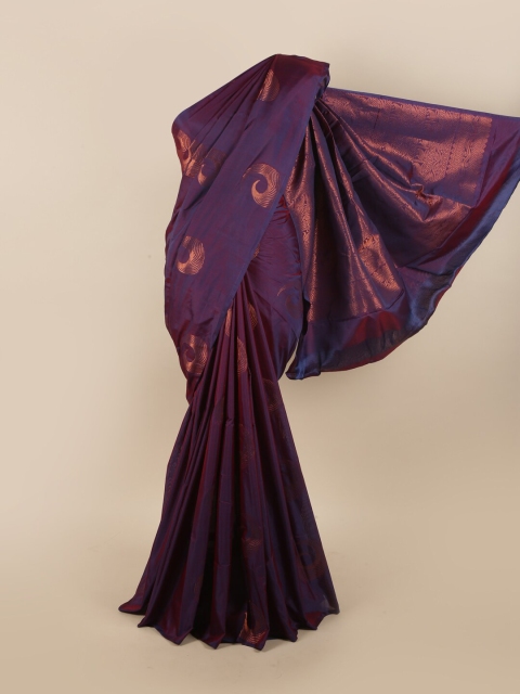

Pothys Violet & Copper-Toned Woven Design Zari Silk Cotton Saree