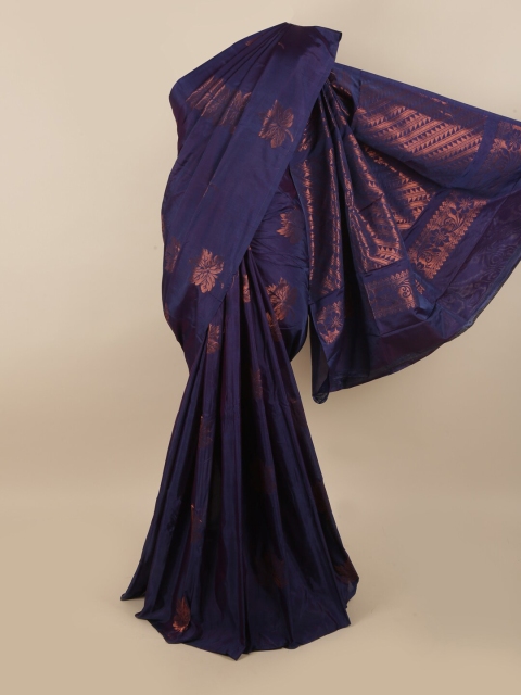 

Pothys Violet & Copper-Toned Floral Zari Silk Cotton Saree
