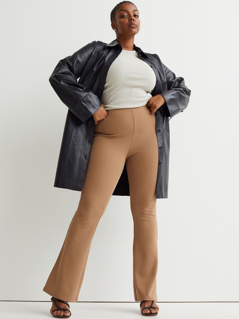

H&M Women Brown Solid Flared Leggings
