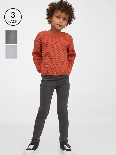 

H&M Kids Girls Grey 3-pack denim leggings