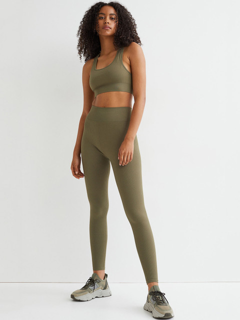 

H&M Women Seamless Sports Tights, Green