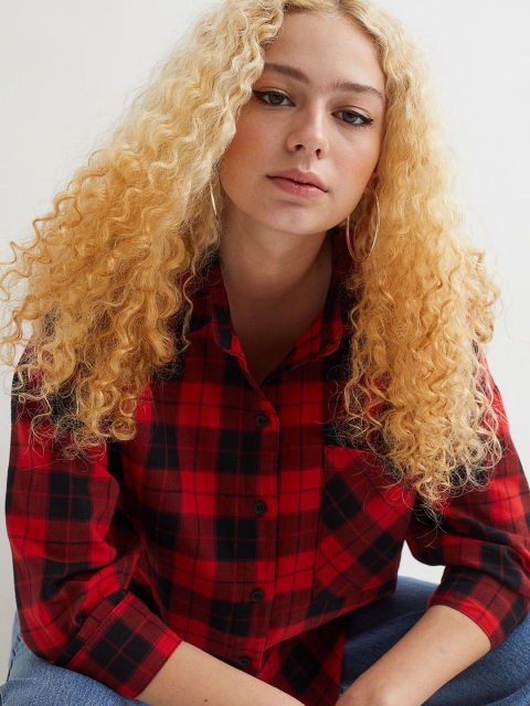 

H&M Women Red & Black Checked Wide shirt