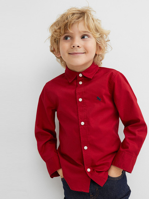 

H&M Boys Red Solid Regular Fit Cotton shirt