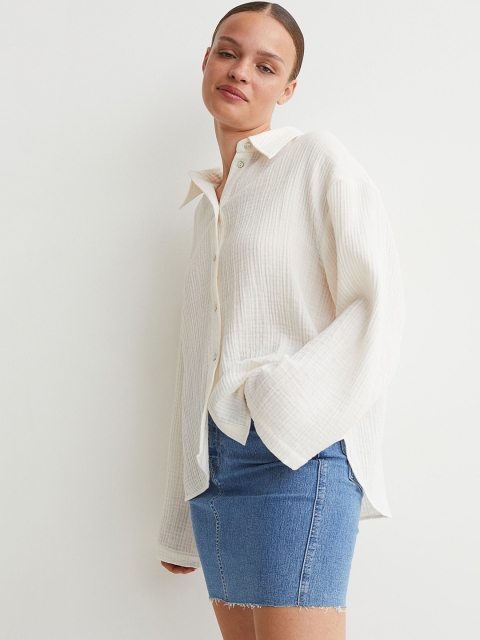 

H&M Women Blue Solid Denim Skirt