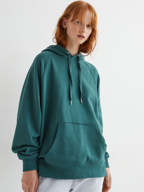 

H&M Women Green Solid Oversized Hoodie