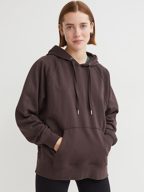

H&M Women Brown Solid Oversized Hoodie