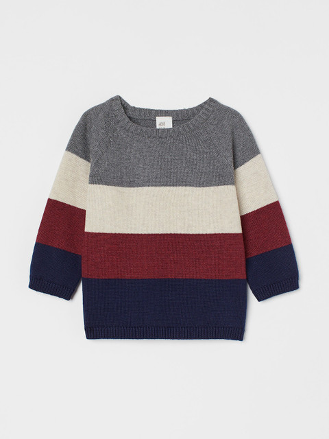 

H&M Boys Multicoloured Colourblocked Pure Cotton Knitted Jumper, Multi