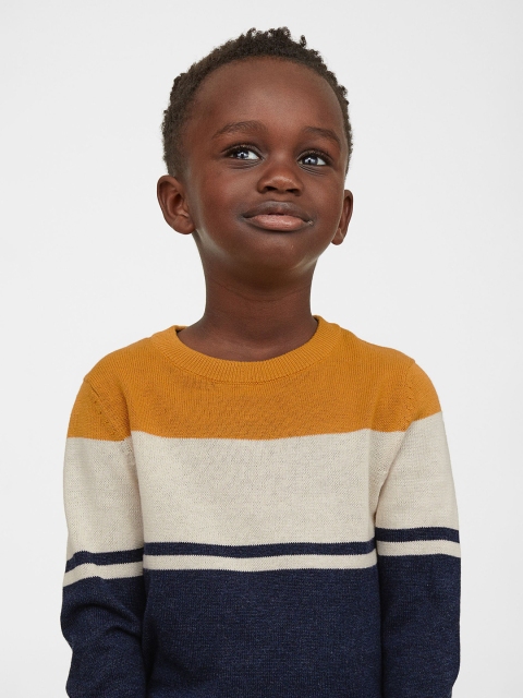 

H&M Boys Beige & Navy Blue Pure Cotton Knitted Jumper
