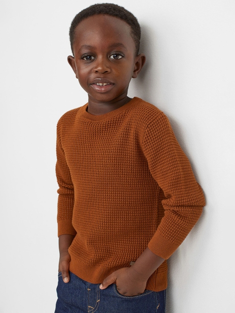 

H&M Kids Boys Brown Waffle-knit cotton jumper