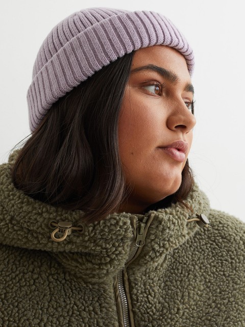 

H&M Women Purple Rib-Knit Hat