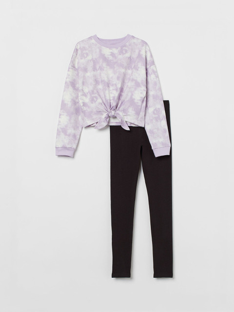 

H&M Kids Girls Black & Purple 2-piece cotton set