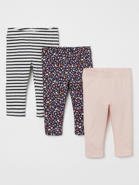 

H&M Girls White & Pink Printed 3-Pack Leggings
