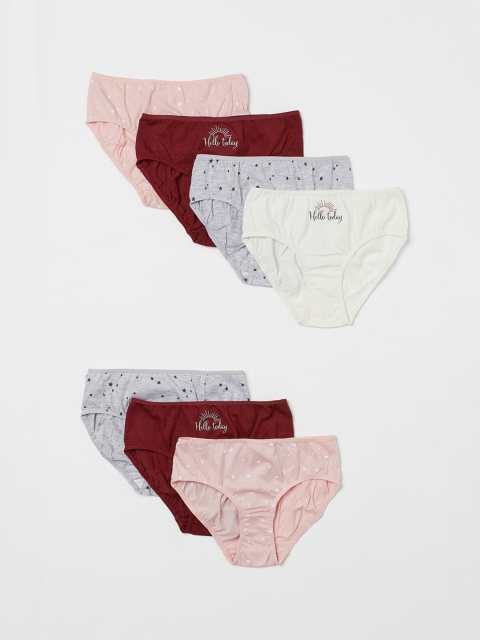 

H&M Girls Pack of 7 Printed Cotton Briefs, Multi