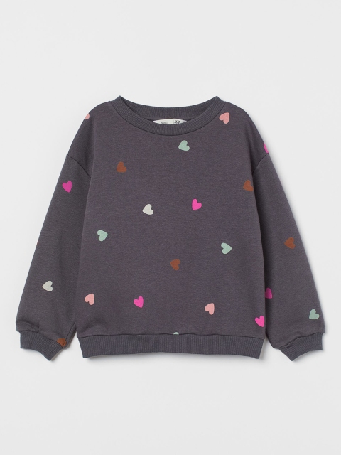 

H&M Girls Grey & Pink Printed Sweatshirt