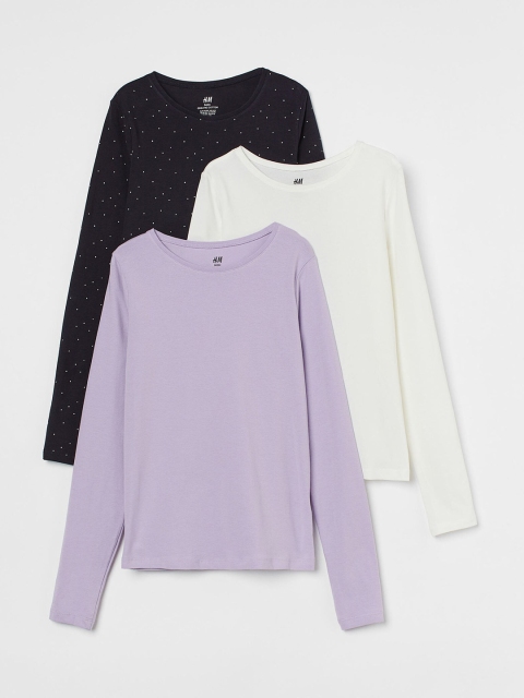 

H&M Girls Pack of 3 Solid Jersey Tops, White