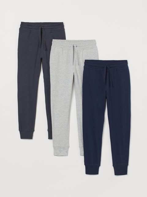 

H&M Men 3-pack cotton jersey joggers, Grey