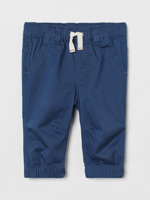 

H&M Boys Navy Blue Solid Loose Fit Twill Joggers