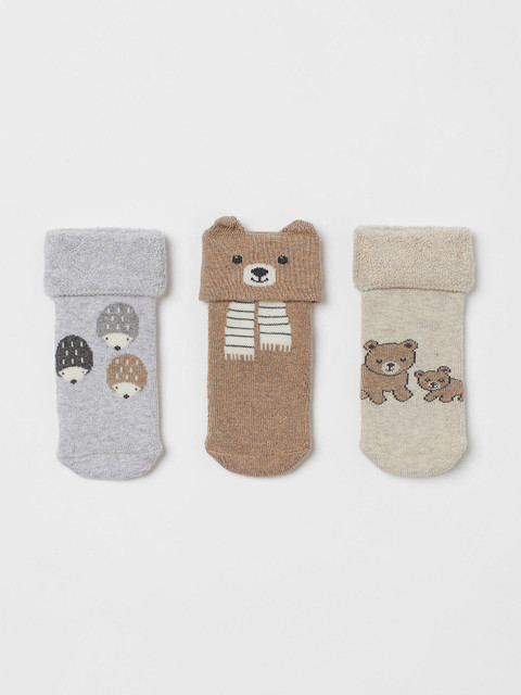 

H&M Girls 3-pack terry socks, Grey