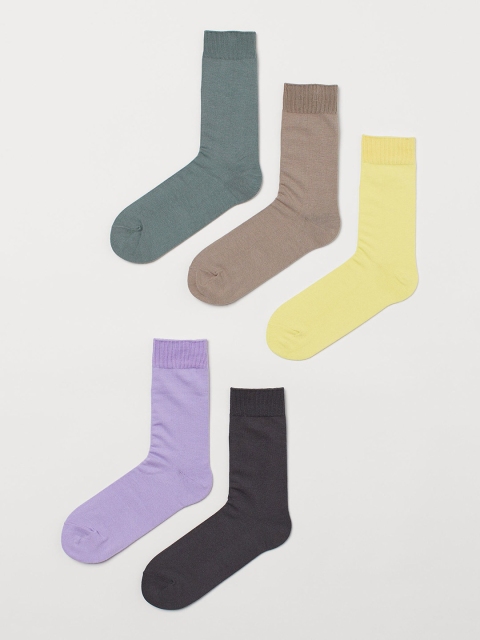 

H&M Men Set Of 5 Solid Socks, Black