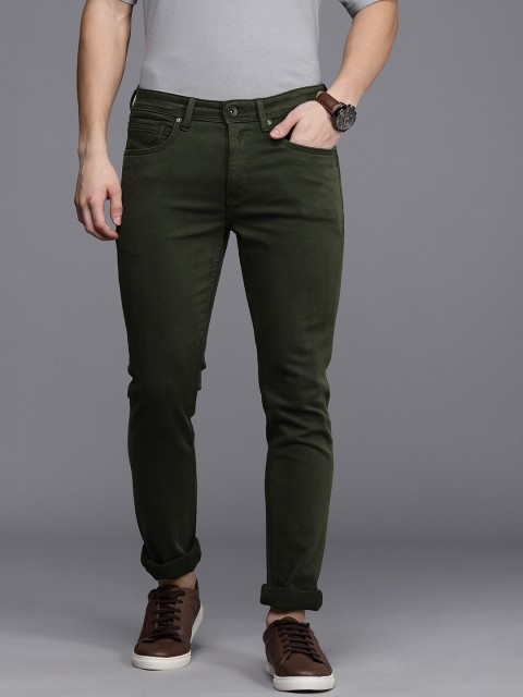 

Louis Philippe Jeans Men Olive Green Super Slim Fit Mid-Rise Clean Look Jeans