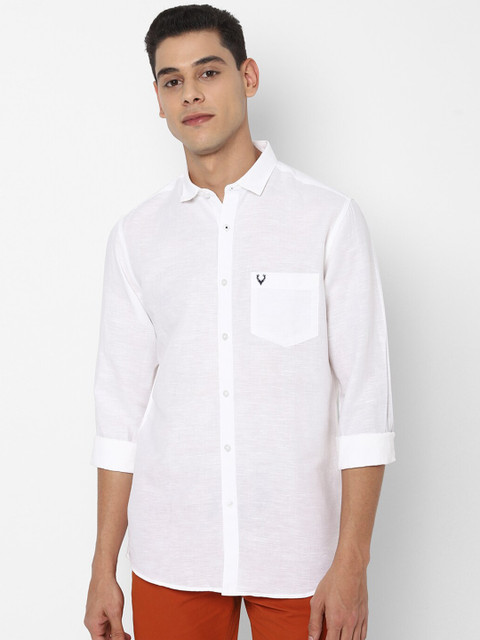 

Allen Solly Men White Slim Fit Opaque Linen Cotton Casual Shirt