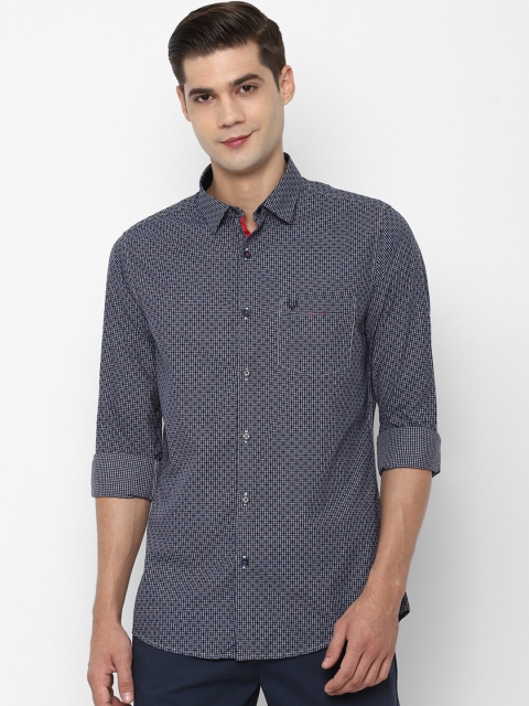 

Allen Solly Men Navy Blue Slim Fit Printed Casual Shirt