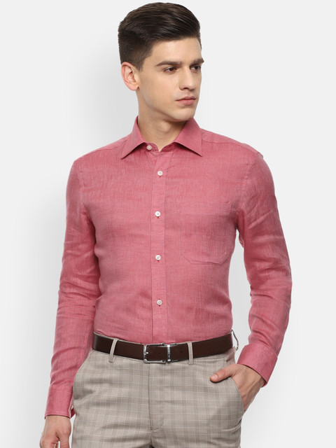 

Louis Philippe Men Pink Opaque Pure Linen Formal Shirt