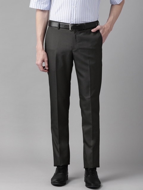 

Blackberrys Men Charcoal Grey Solid B-95 Slim Fit Formal Trousers