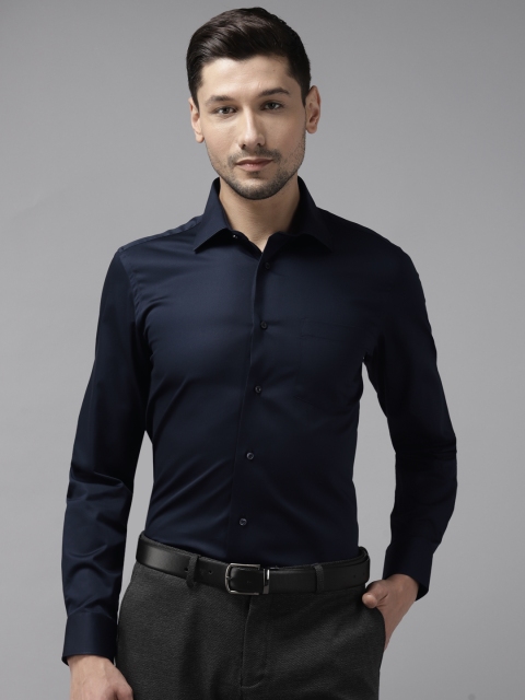 

Blackberrys Men Navy Blue Pure Cotton Slim Fit Opaque Formal Shirt