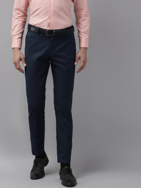 

Blackberrys Men Navy Blue B-95 Slim Fit Low-Rise Formal Trousers