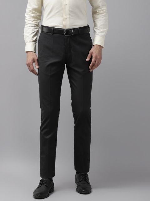 

Blackberrys Men Black Tapered Low-Rise Formal Trousers